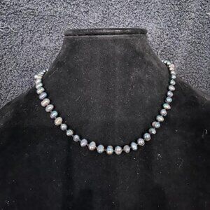 18" Oval Black Faux Pearl Necklace
